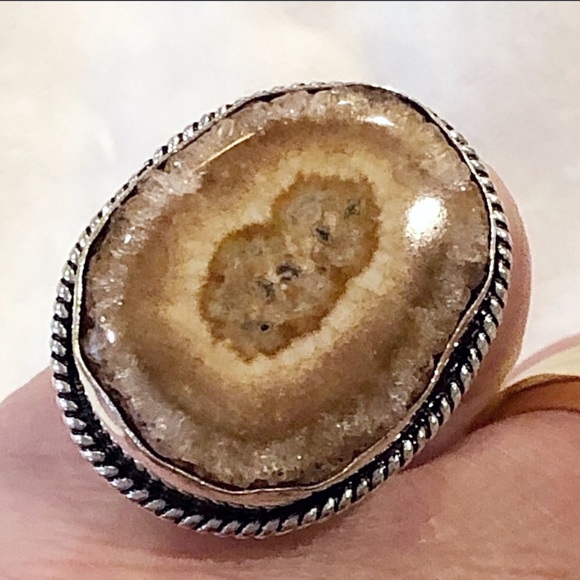 Handmade Item Jewelry - Solar Slice Gemstone .925 Silver Plated Ring US 8